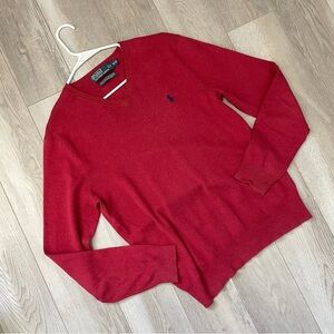 Polo Ralph Lauren Sweater pima cotton v neck mens Red (medium) classic preppy